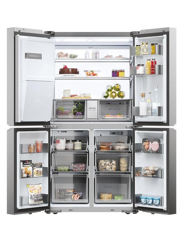 Haier HCR7918EIMP Plumbed Total No Frost American Fridge Freezer with Water Dispenser, E Rated - Platinum Inox - Image 2
